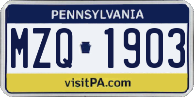 PA license plate MZQ1903