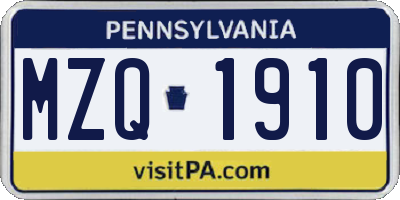 PA license plate MZQ1910