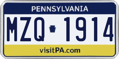PA license plate MZQ1914