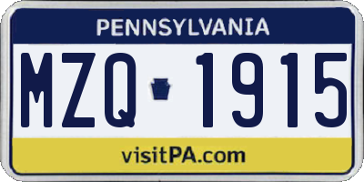 PA license plate MZQ1915