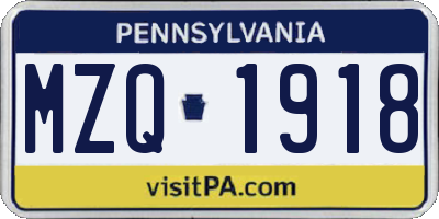 PA license plate MZQ1918