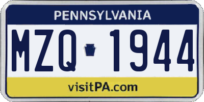 PA license plate MZQ1944