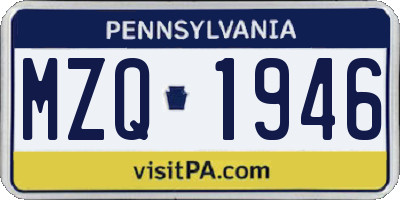 PA license plate MZQ1946