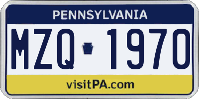PA license plate MZQ1970