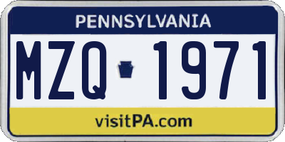 PA license plate MZQ1971