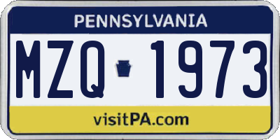 PA license plate MZQ1973