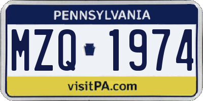 PA license plate MZQ1974