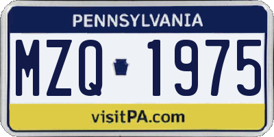 PA license plate MZQ1975