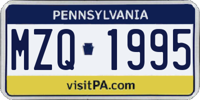PA license plate MZQ1995
