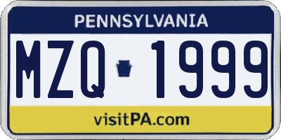 PA license plate MZQ1999