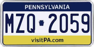 PA license plate MZQ2059