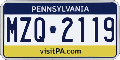 PA license plate MZQ2119