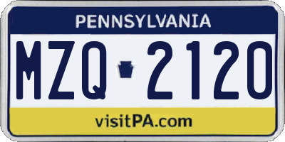 PA license plate MZQ2120