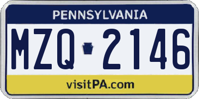 PA license plate MZQ2146