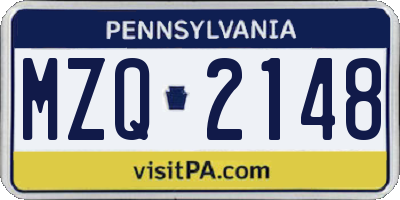 PA license plate MZQ2148
