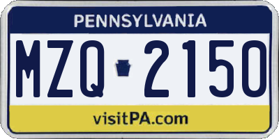 PA license plate MZQ2150