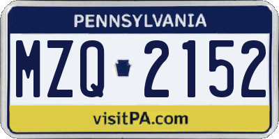 PA license plate MZQ2152