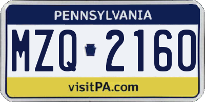 PA license plate MZQ2160