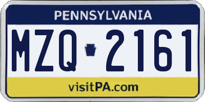 PA license plate MZQ2161