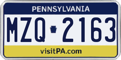 PA license plate MZQ2163