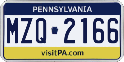 PA license plate MZQ2166