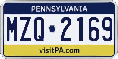 PA license plate MZQ2169