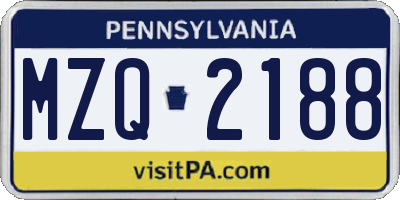 PA license plate MZQ2188