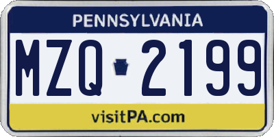 PA license plate MZQ2199