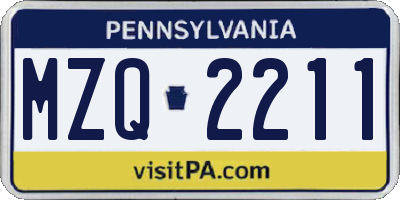 PA license plate MZQ2211