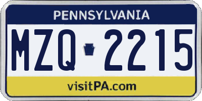 PA license plate MZQ2215