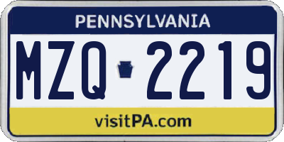 PA license plate MZQ2219