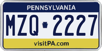 PA license plate MZQ2227