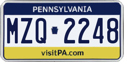PA license plate MZQ2248