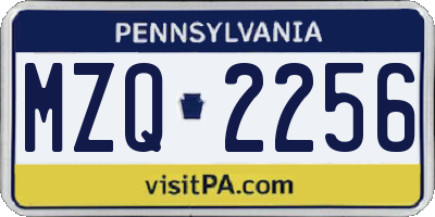 PA license plate MZQ2256