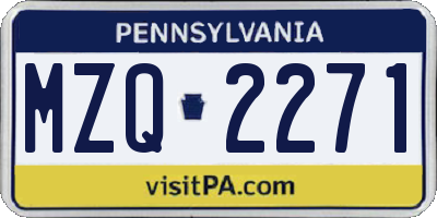 PA license plate MZQ2271