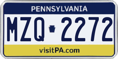 PA license plate MZQ2272