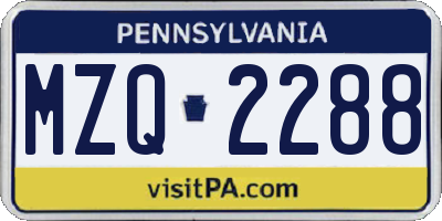 PA license plate MZQ2288