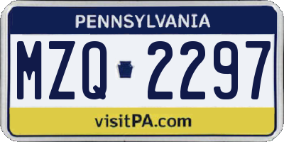 PA license plate MZQ2297