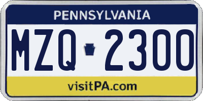 PA license plate MZQ2300