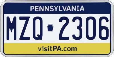 PA license plate MZQ2306