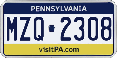 PA license plate MZQ2308