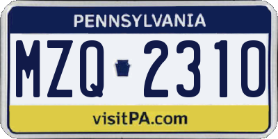 PA license plate MZQ2310