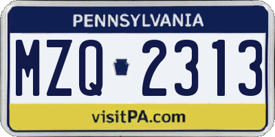 PA license plate MZQ2313