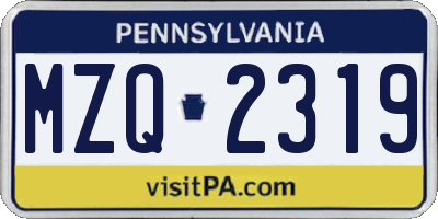 PA license plate MZQ2319