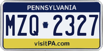 PA license plate MZQ2327
