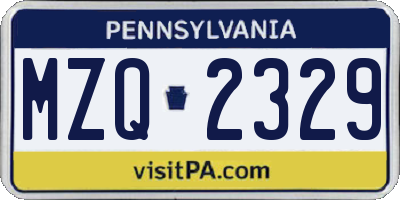 PA license plate MZQ2329