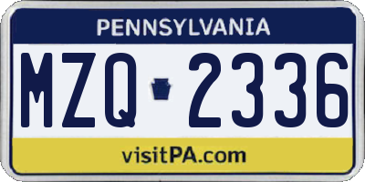PA license plate MZQ2336
