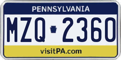 PA license plate MZQ2360