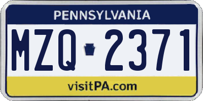 PA license plate MZQ2371