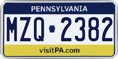 PA license plate MZQ2382